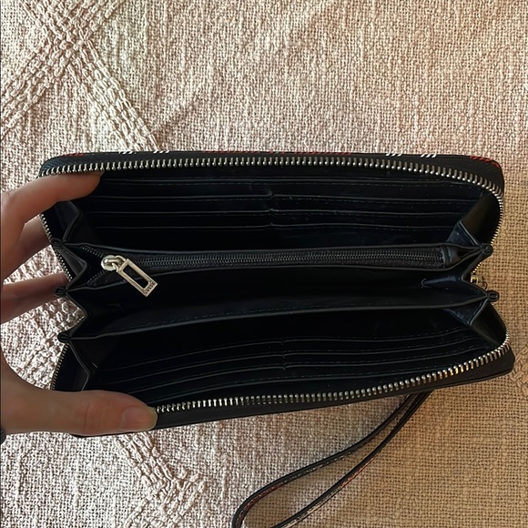 Guess Red and Black Plaid Wristlet Wallet - Picture 3 of 4